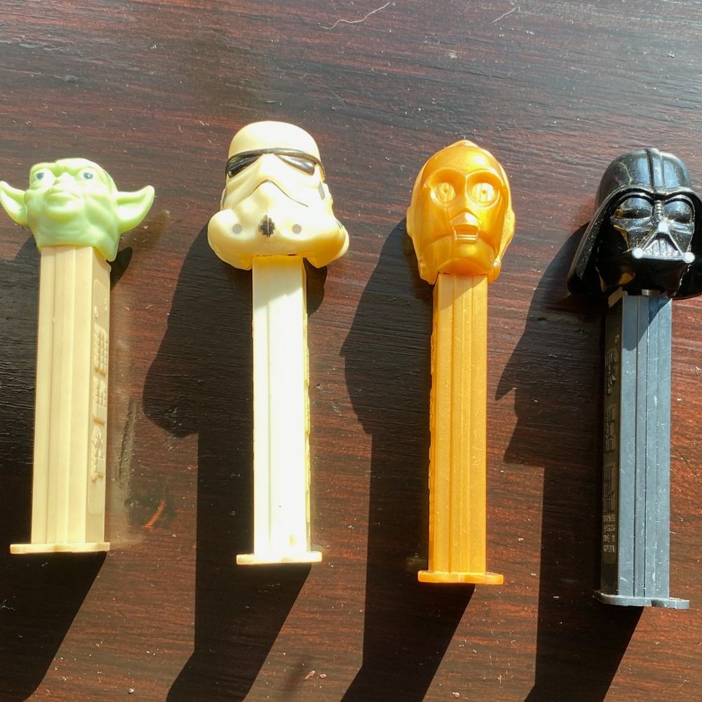 Star Wars PEZ Lot (4) Darth Vader, Yoda, C3PO, Storm Trooper Pez Dispensers